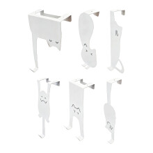 Set Of 6 Metal Cats Tail Door Hooks Removable Scratch Proof