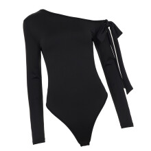 Women's Bows Lace Up One Shoulder Bodysuits Leotard Fashion-M