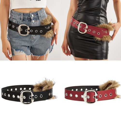 Plush Leather Comfortable Waist Belt Unique Styles-Black 2