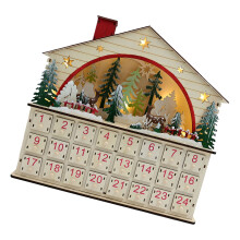 Festival houten adventskalender met LED-licht Batterijvoeding