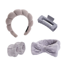 Gentle Stretchy Headbands Set Adjustable NonSlip Hairtie-Gray
