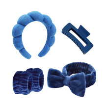 Elastic Hairband Wristband Hair Claw Sweat Absorbent-dark blue