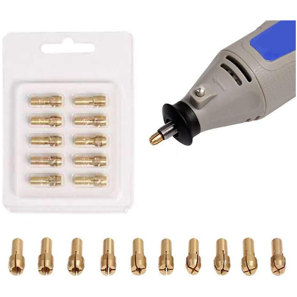 Kikidex (As Show, One Size) 10Pcs Precision Brass Chucks 0.5-3.2Mm For Dremel Drill, Electric Chuck Rotary Tools
