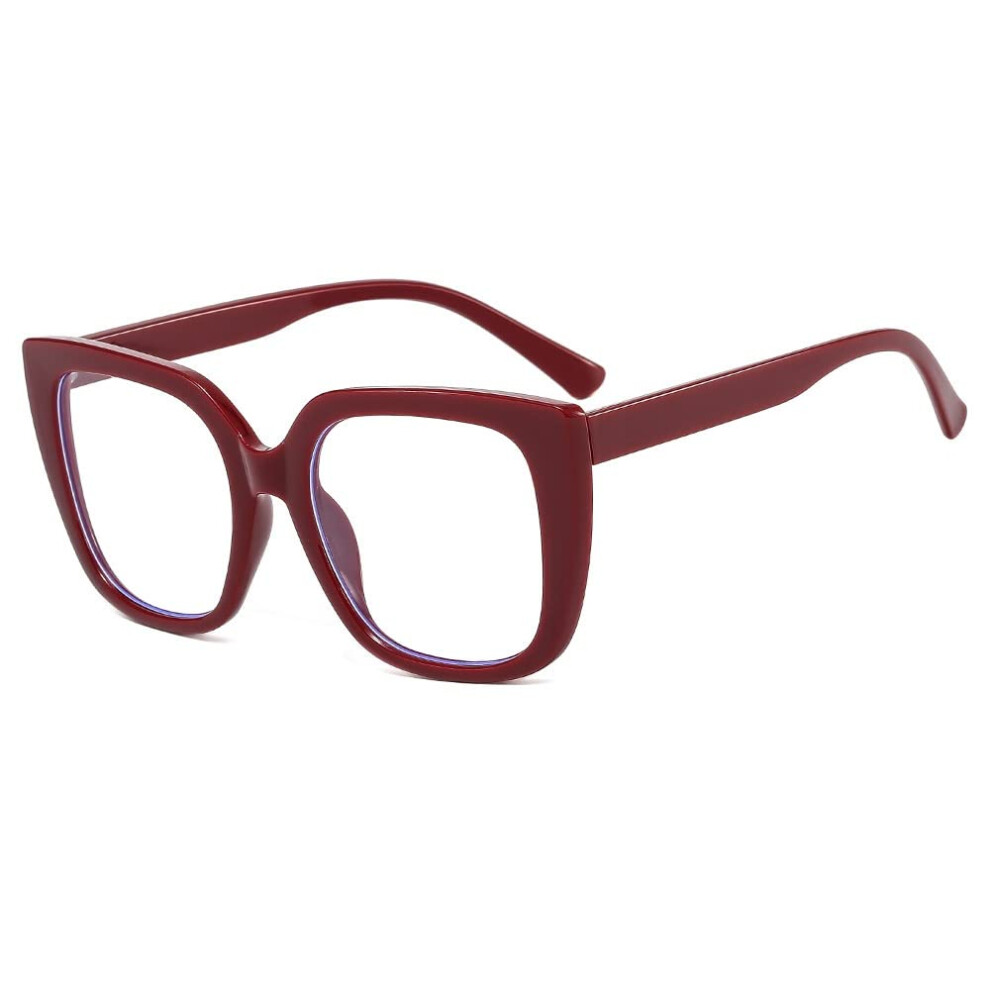 Blue/Light Anti Glare Reading Glasses Blocking Oversized Computer Readers Lightweight Eyeglasses Wine Size +100