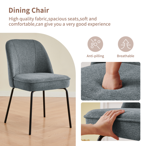 AINPECCA Set of 2 Dining Chairs Linen Spring Cushion Grey 1