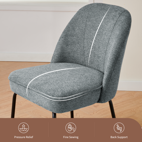 AINPECCA Set of 2 Dining Chairs Linen Spring Cushion Grey 2