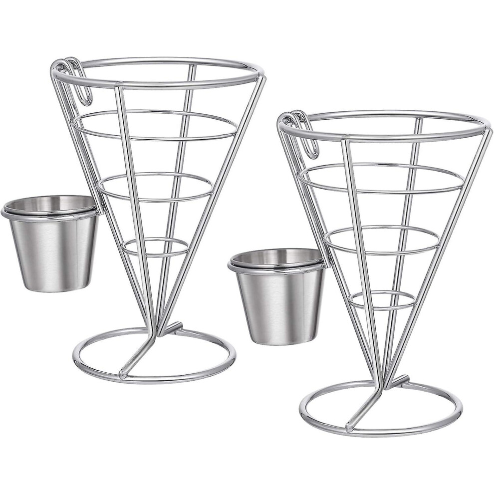 Kikidex (As Show, One Size) 2 Pack French Fries Stand Or Buffet Snack Cone Holder, French Fries Baskets, Fry Cones, Chicken, French Fries Food Display Stand
