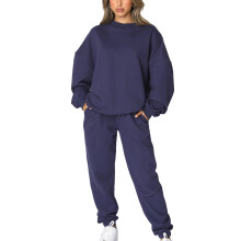 2-teiliges Damen-Outfit, Sweatsuit, übergroßes-Marineblau XXL