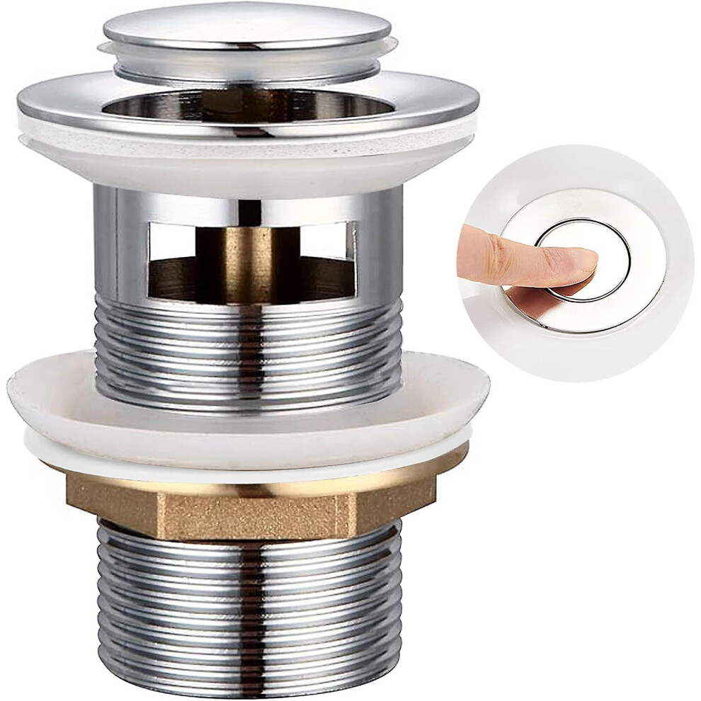 Kikidex (As Show, One Size) Sink Drain, Pop-Up Drain Click Clack With Overflow, Universal Drain Plug, Chrome