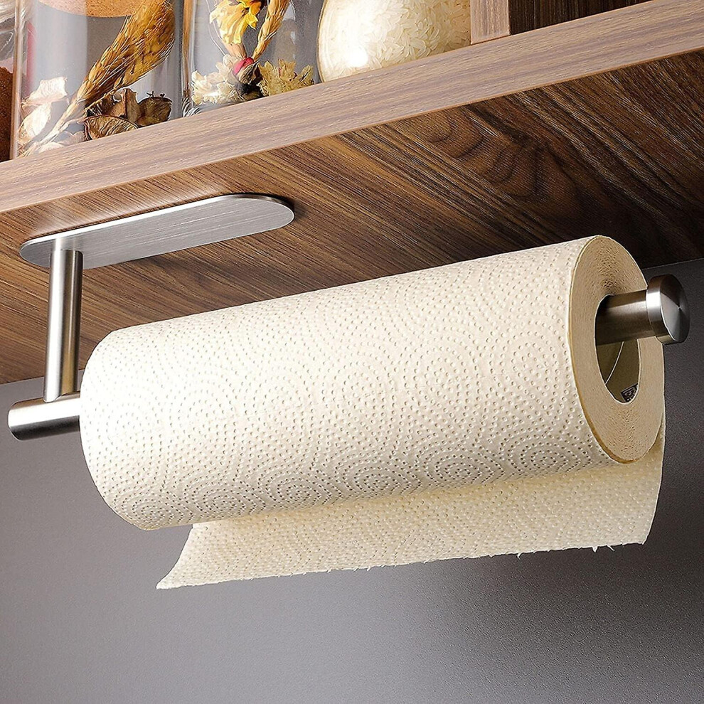 Kikidex (As Show, One Size) Self-Adhesive Paper Towel Holder - Sopalin Holder Without Drilling Kitchen Paper Roll Holder Stainless Steel
