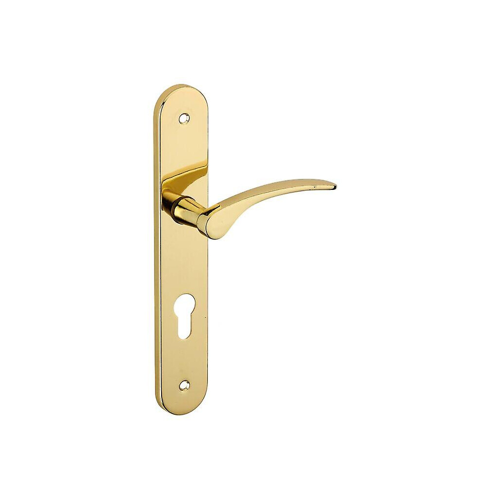 Kikidex (As Show, One Size) Entrance Door Handle Trim, Cylindrical Hole, Square 7 Mm Center Distance 195 Mm, Brass-Plated