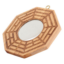 Miroir Bagua concave en bois pour l'extérieur, améliore la richesse et la chance, diamètre 30 cm