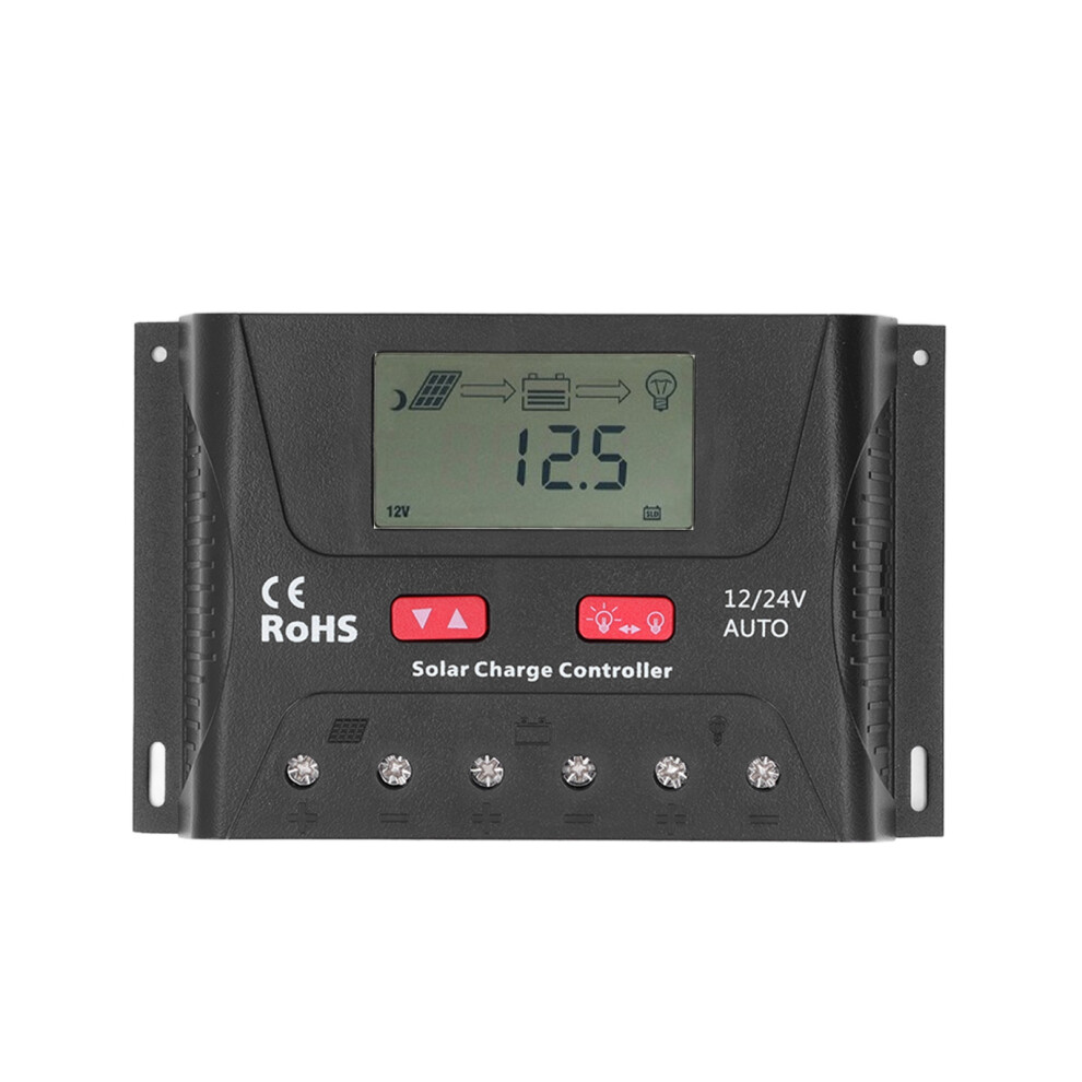 30A 12V/24V Pwm Solar Charge Controller Lcd Display For Rv Yacht Black 6931357941002