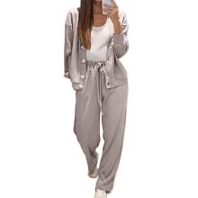Zweiteilige Damen-Sets, Herbst, lange Hosen, Hemden,-Khaki L