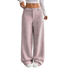 Weiche und warme Damen-Arbeitshose aus Cord mit weitem-Rosa XL