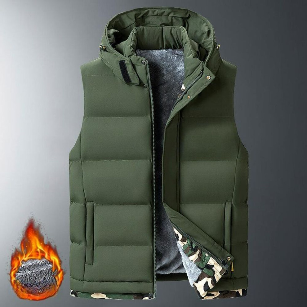 (XL, green) Lamb Fleece Cotton Vest Men's Autumn And Winter High-end Sports Plus Velvet To Keep Warm, Plus Size Outer Wear Vest-image-OPC-PMR2F2N-NEW