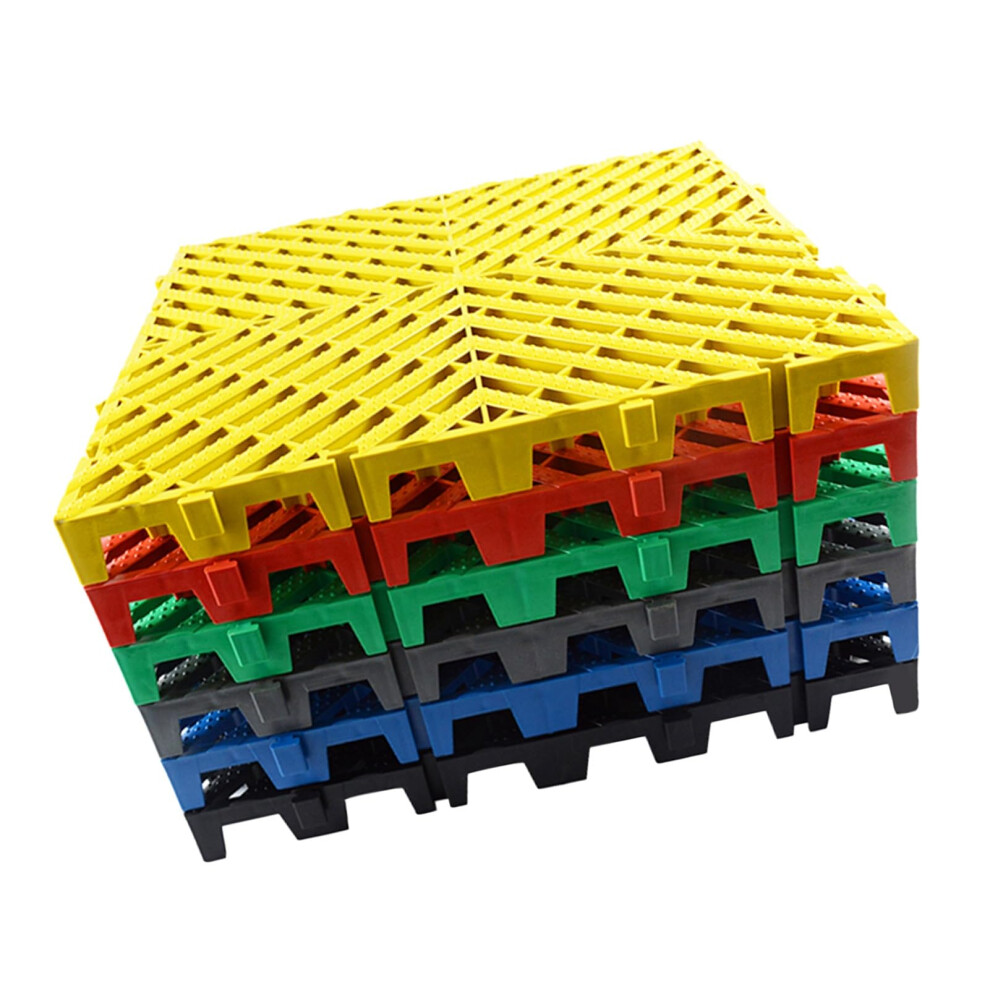 Modular Interlocking Floor Tiles, 4-Piece Cushion Mats, Self-Draining Drainage, Bath Garage Pool, Red 9339159992234