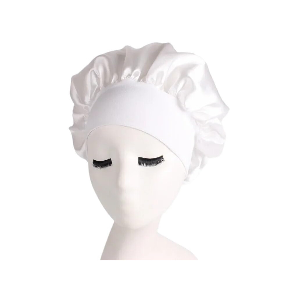 Silk Sleep Cap For Women Soft Silk Night Cap Hair Care Bonnet White Shower Cap Beauty Salon Hat