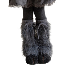 Stretchable Kids Leg Warmer Cold Weather Thermals Socks-Gray
