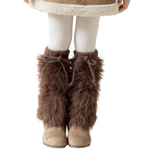 Pair Children Breathable Knees High Socks Winter Acrylic-coffee