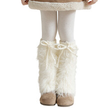 Winter Ready Girls Calf Sleeves Warm Knit Fabric Stylish-White