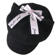 Popular Octagonal Hat Punk Beret Bowknot Cats Ear Hat-Pink