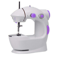 Household Sewing Machine Portable Adjustable Electric 2-Speed Handheld Double Thread Embroidery Purple Color 20x10x21cm