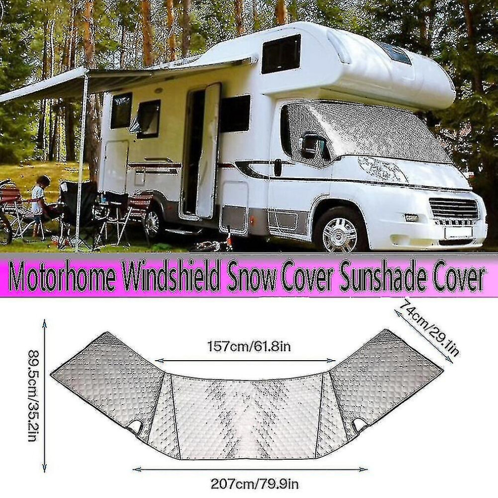 Kikidex (As Show, One Size) Rv Windshield Sunshade Cover For C 1997-2022 4 Layers Thickened Motorhome Windshield Snow Cover