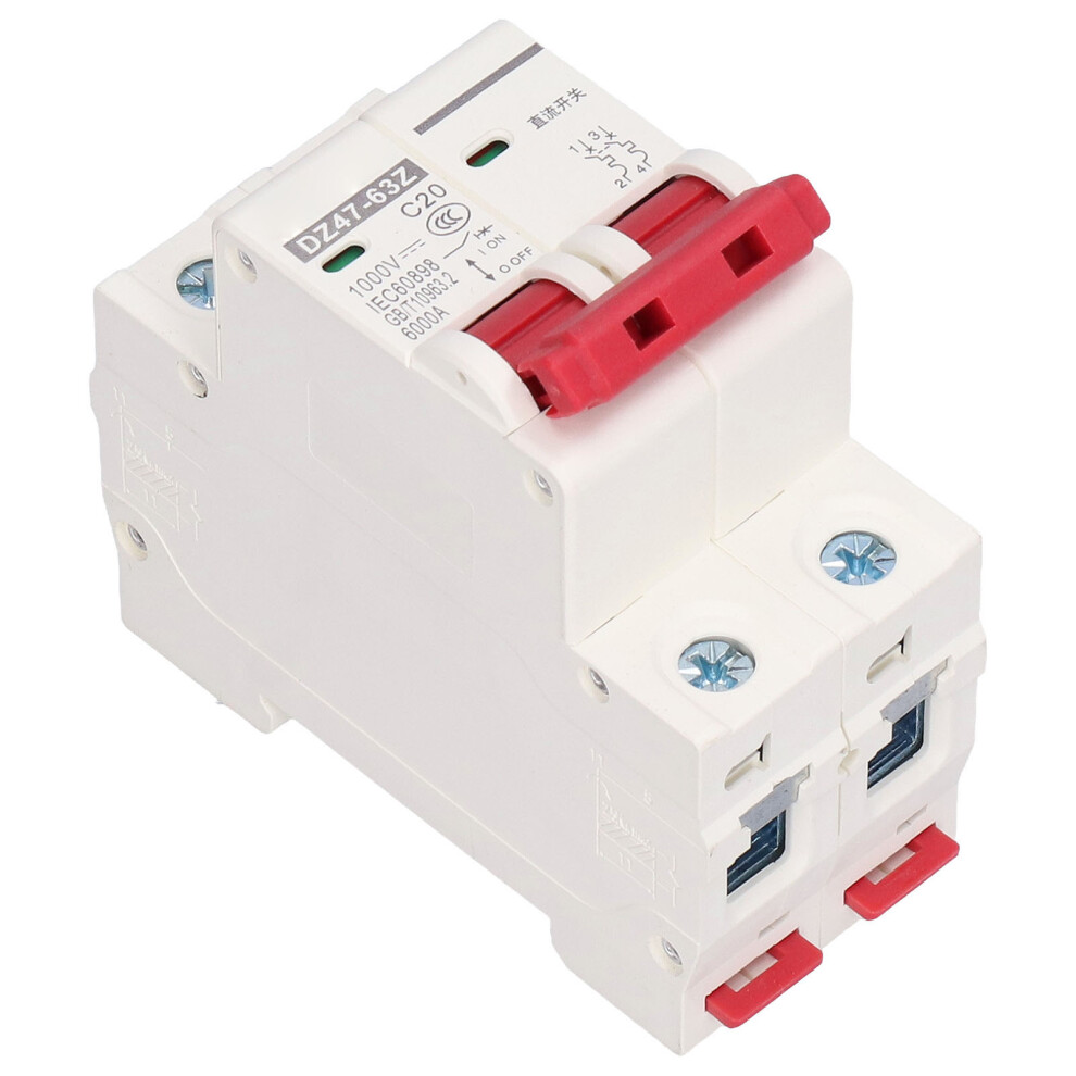 Solar Pv 2P Dc Breaker 1000V 20A Din Rail Mount Dz47â63Z 4941357945803