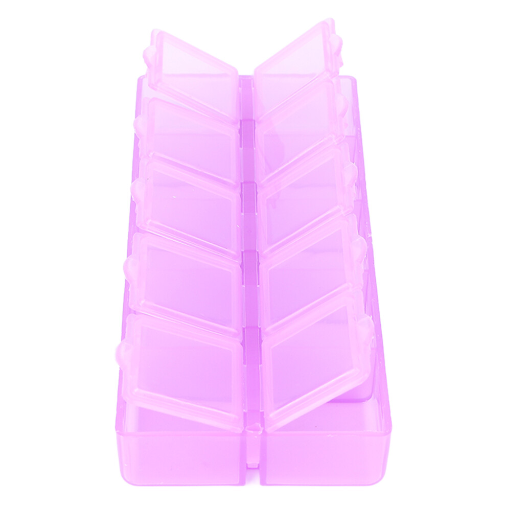Purple 10 Grids Plastic Storage Box For Beads Jewelry Nail Art Crafts