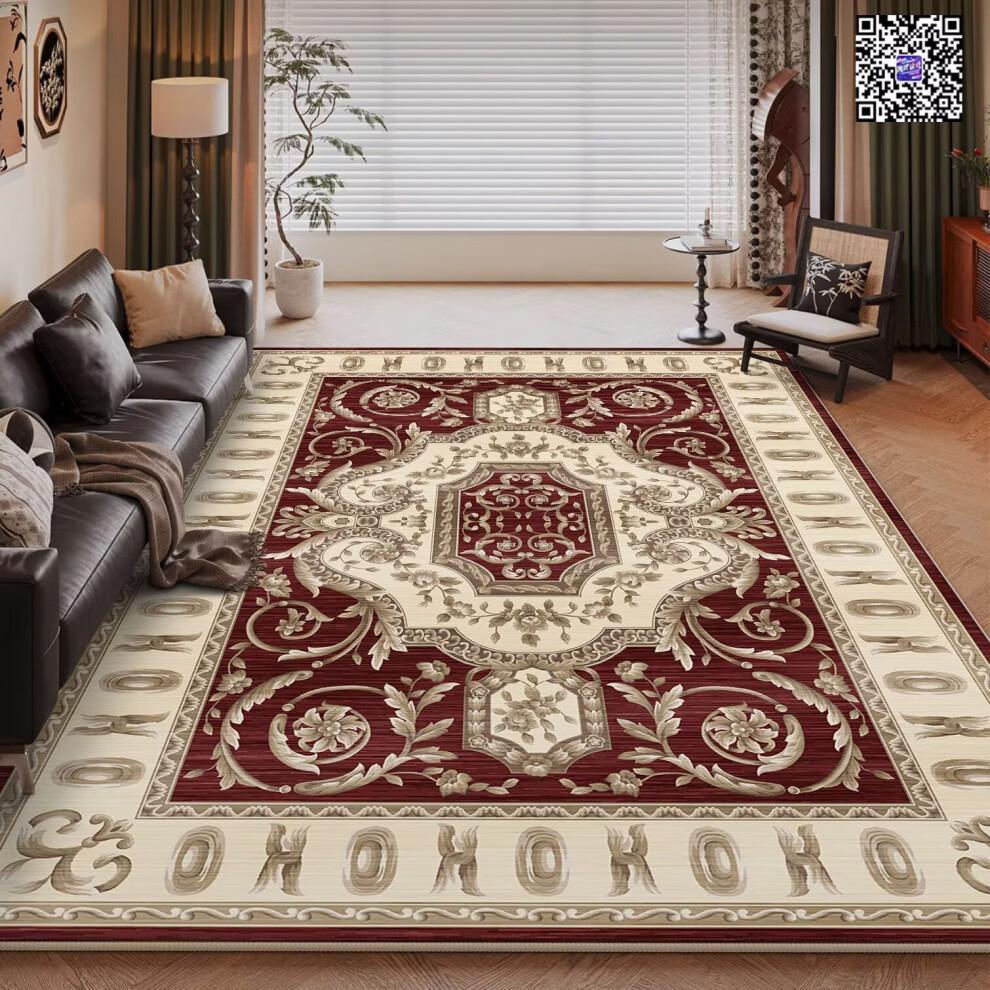 (American retro-47, 120×160cm) Carpet living room, high-end, light luxury, retro Persian sofa carpet, Moroccan home bedroom bedside blanket