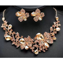 (Style 56) Wedding bride necklace, earrings, jewelry set, diamond-encrusted alloy accessories