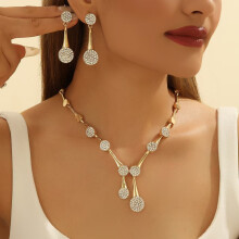 (Style 7) Wedding bride necklace, earrings, jewelry set, diamond-encrusted alloy accessories