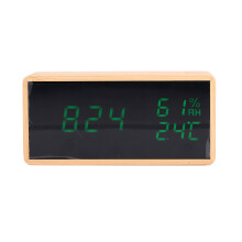 Orologio sveglia LED con temperatura e umidità in bambù e acrilico 4xAAA