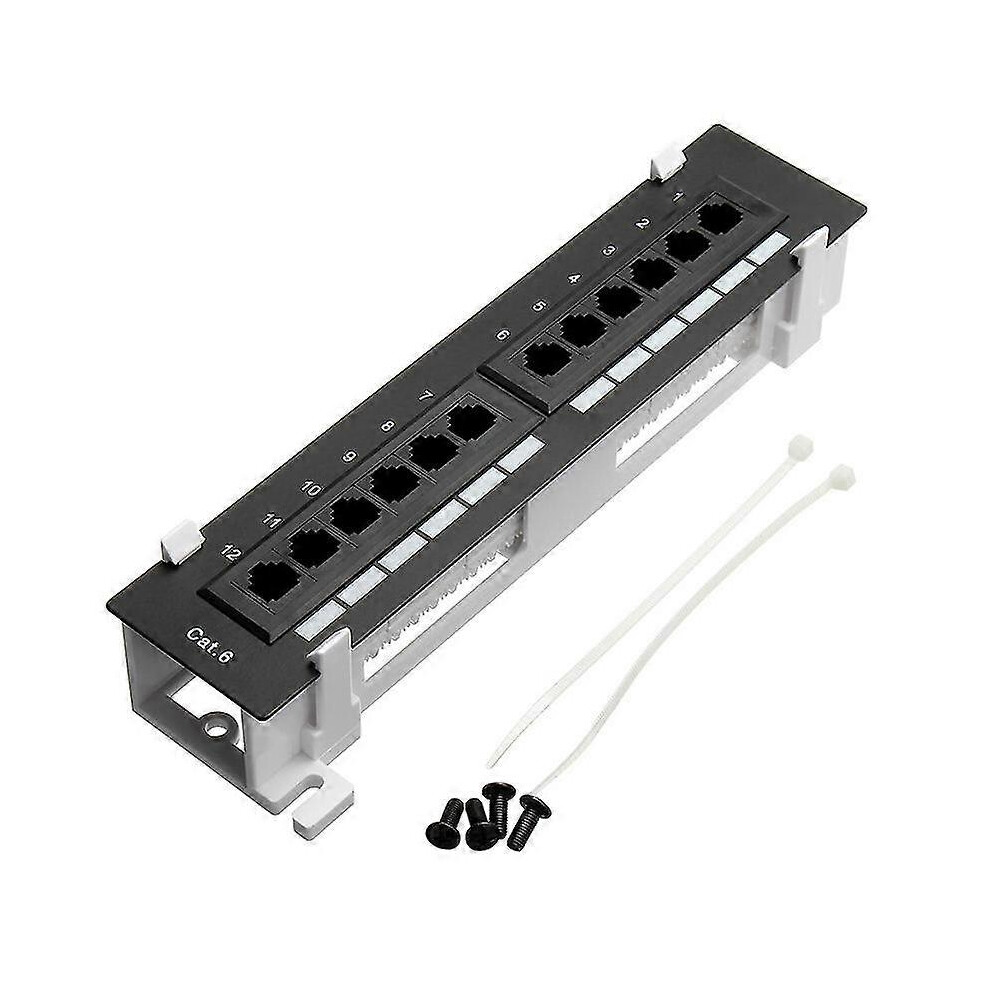 Kikidex (As Show, One Size) Network Tool Kit 12 Port Cat6 Patch Panel Rj45 Networking Wall Mount Rack With Surface Wall Mount B