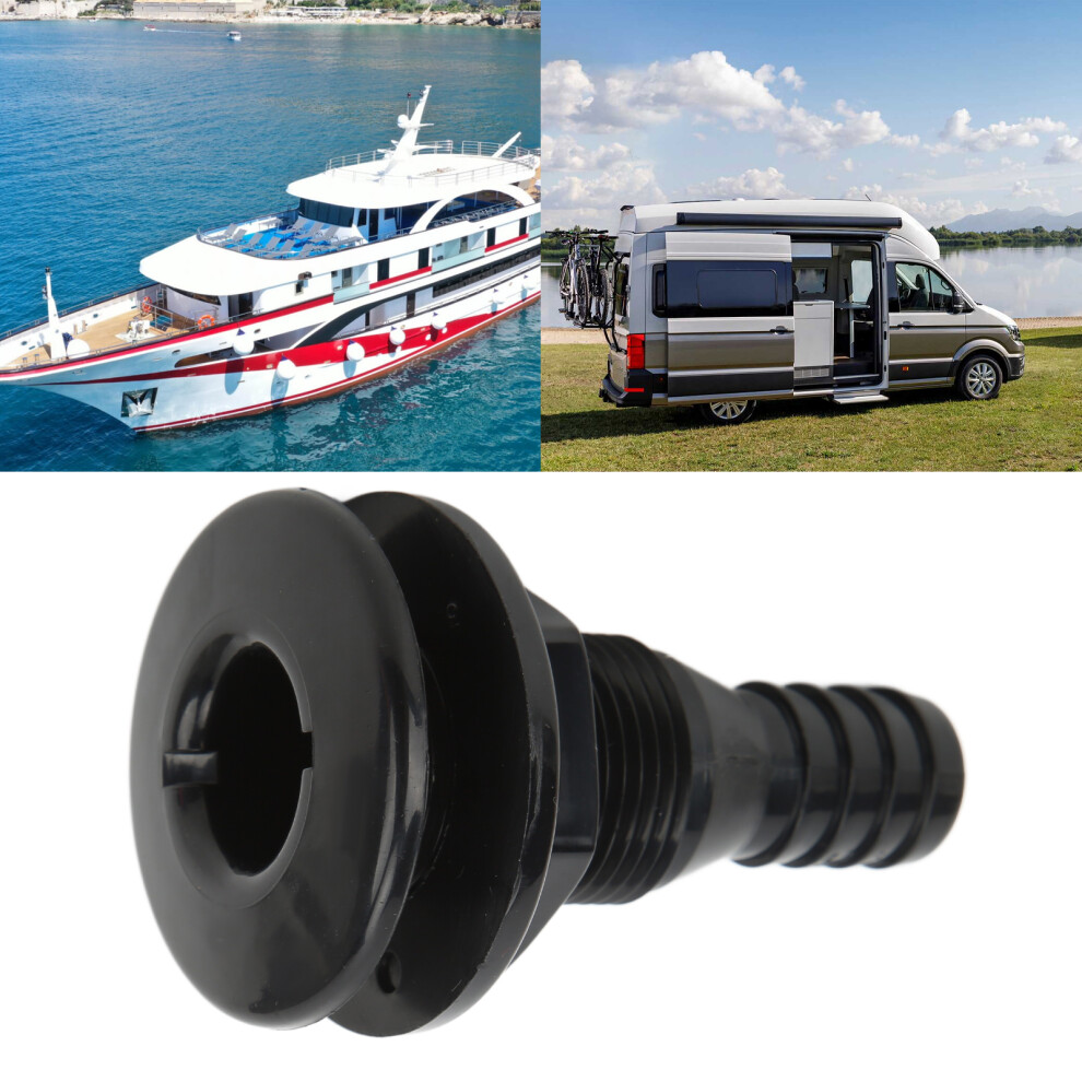 Boat Hull Connector 3/4In Abs Plastic Hose Coupling Drain Outlet 4351357950354
