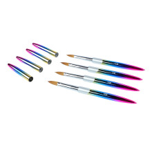 4-teiliges Nailart-Pinsel-Set, Aluminiumrohr,