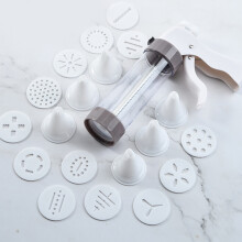 Baking Biscuit Press Gun Set in Stainless Steel with 13 Discs & 6 Icing Tips
