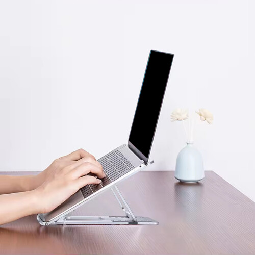 Space Saving Aluminum Laptop Stand 6Adjustable Height-grey 1