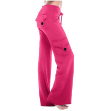 Women's Cargo Pants High Waist Fashion Flared-rose red S