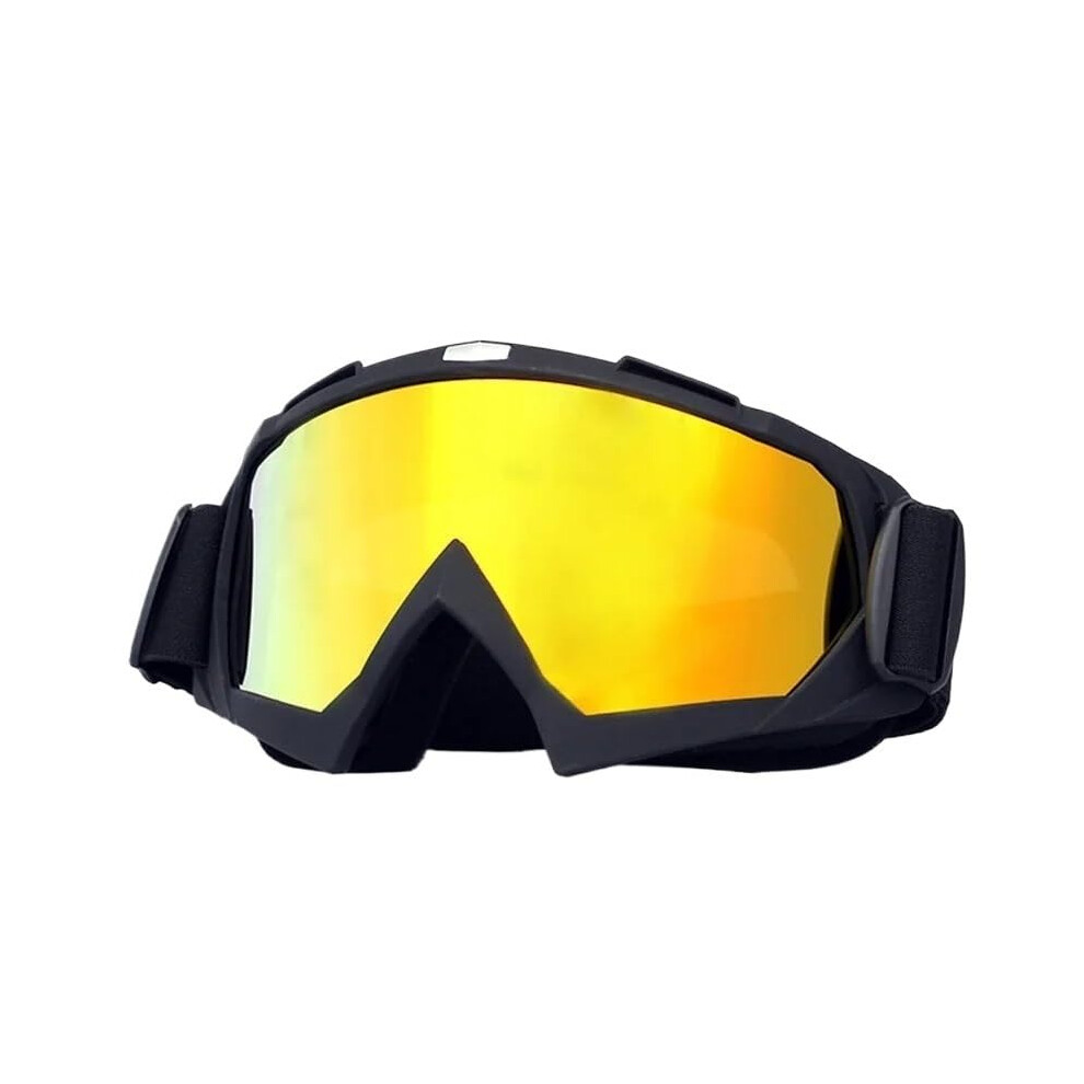 Motorcycle Glasses Uv Protection Riding Glasses For Biking Off-Road Windy Conditions Frame Durable Lens Motorcycle Accessories Gold 9339159993064