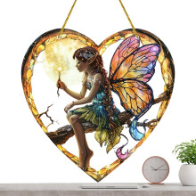 Fairy Sun Catcher Craft Acrylic Window Wall Decor Heart Shaped Fairy Window Ornament For Home Wall Decoration