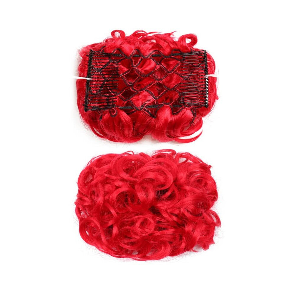 Unisex Hair Bun Extensions Chignon Ponytail Hairpieces For Women Synthetic Updo Messy Bun Scrunchie Curly Hair Comb Clips