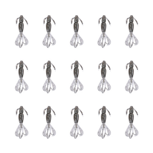 15er-Pack elastische Weichplastik-Garnelenköder,-Grau 6cm