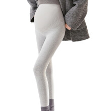 Mit Fleece gefütterte Umstandsleggings über dem-hellgrau XL
