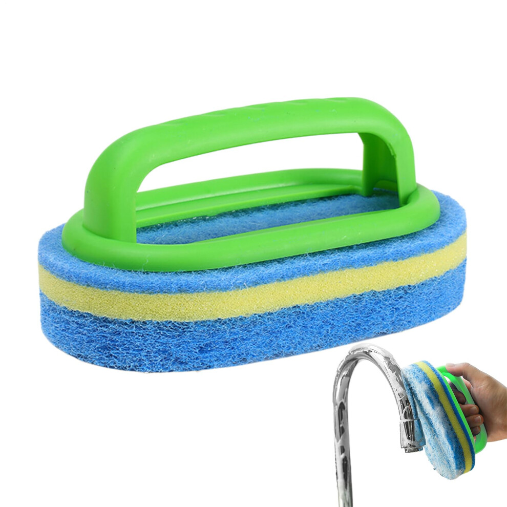 Green Sponge Scrubber Box With Handle Ergonomic Sponge Brush Stable Handle For Bathtub Shower Toilet Pool Cleaning