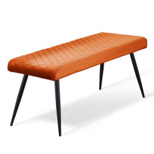 Dining Room Bench Long Seating Chair Velvet Orange