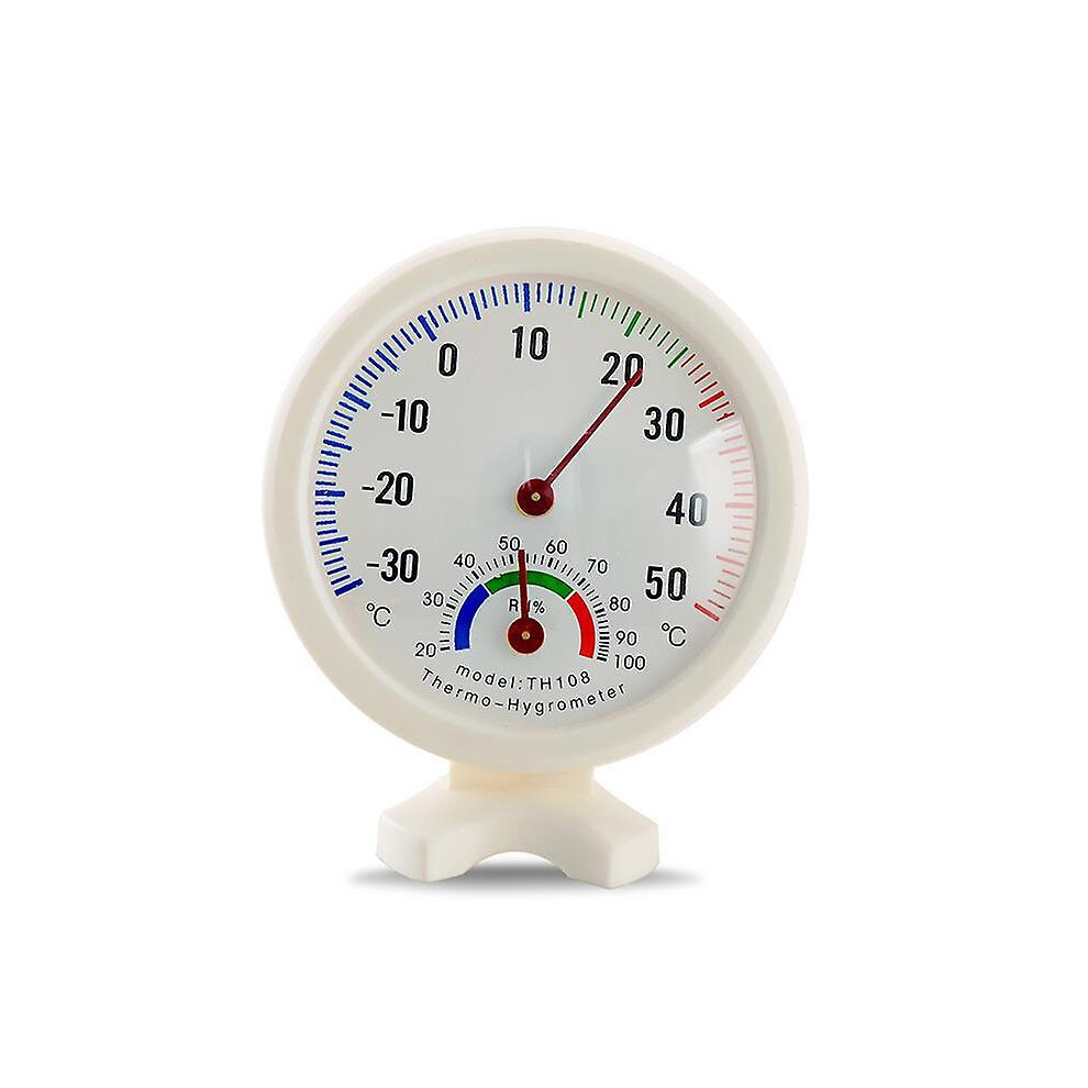 Kikidex (As Show, One Size) Thermohygrometer -30~50Ch Indoor Analog Thermohygrometer, Hygrometer Thermometer (White) White
