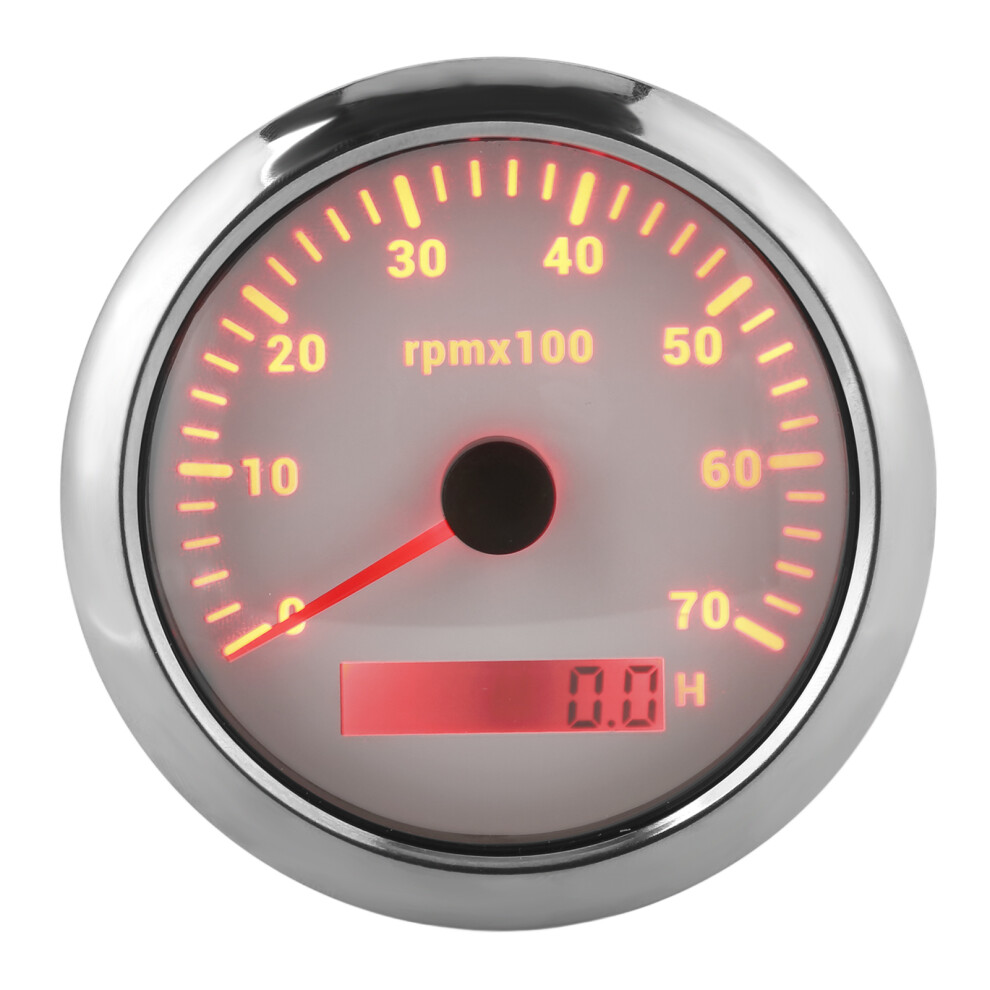 85Mm Car Boat Tachometer 0-7000Rpm Adjustable 7 Color Backlight 9-32V Dc White 4611357956269
