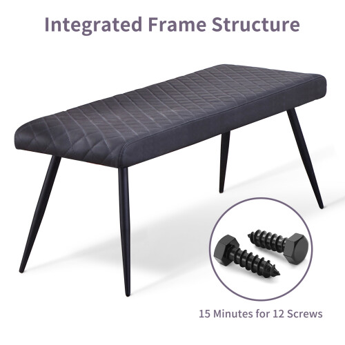AINPECCA Dining Room Bench Long Seating Chair PU Dark Grey 2